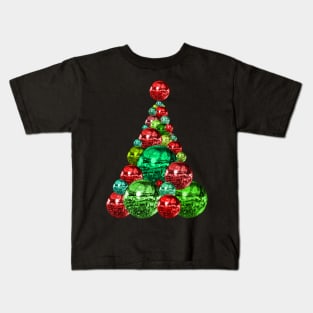 Retro Red and Green Disco Christmas Tree Kids T-Shirt